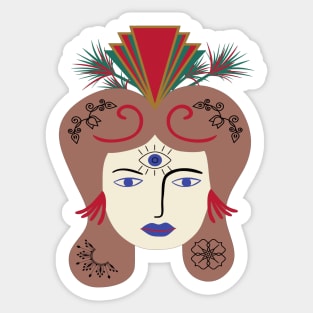 Woman with head jewelry Sticker